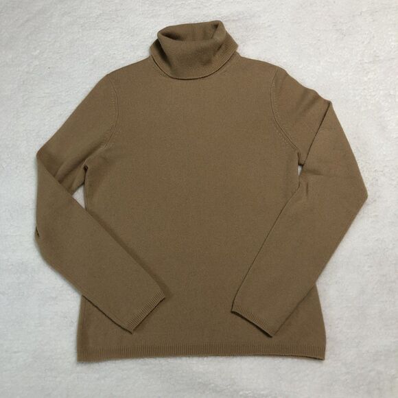 Sutton Studio 100% Cashmere Sweater Women L Camel Turtleneck Minimalist Cozy - Picture 5 of 11